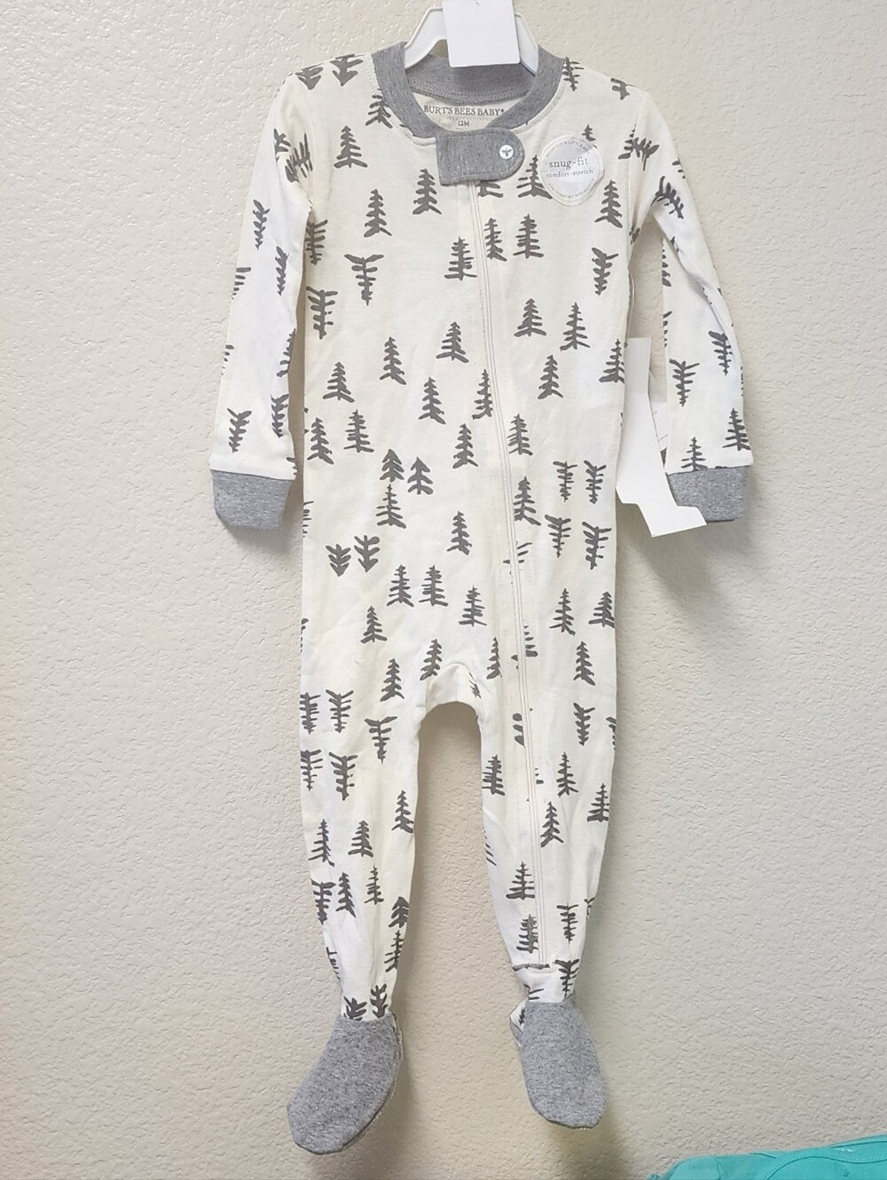 Burt's Bees Cream and Gray Onesie
